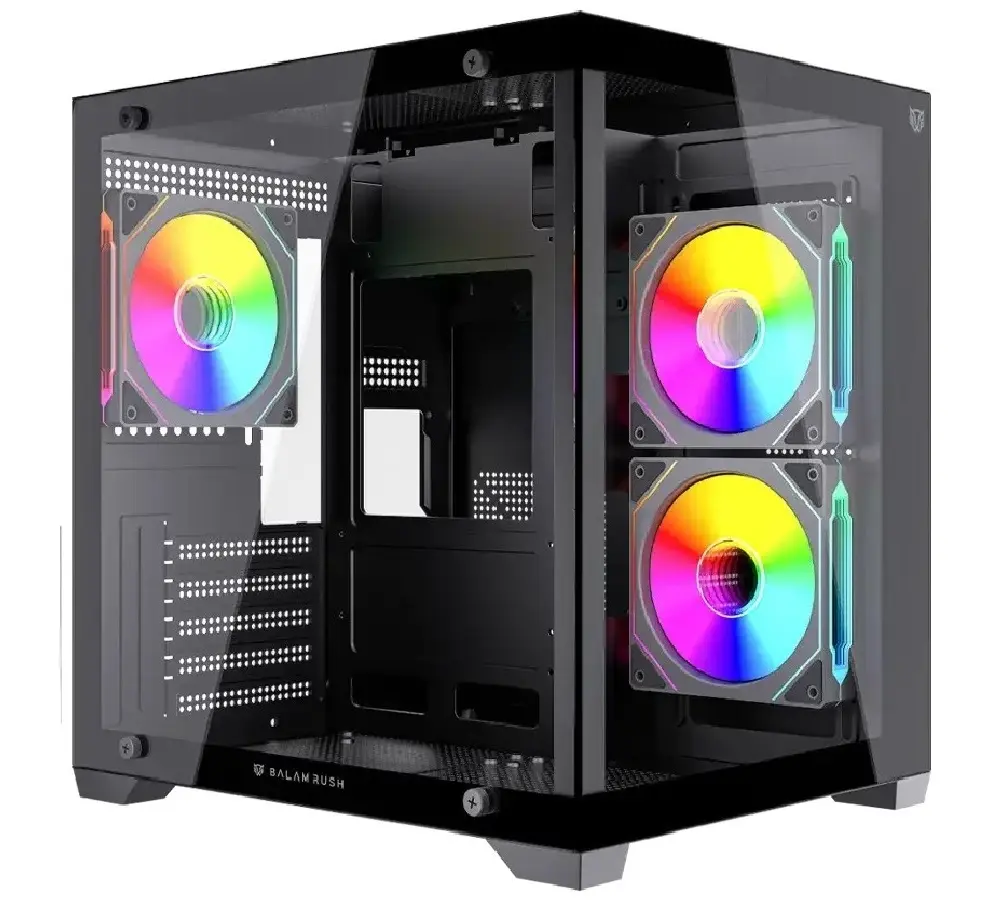 GABINETE BALAM RUSH TANK GLOW MAX 3900 NEGRO MATX RGB C/TEMPLADO S/FUENTE BR-943857 3M DE GARANTIA