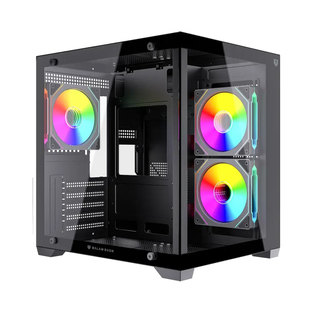 GABINETE BALAM RUSH TANK GLOW MAX 3900 NEGRO MATX RGB C/TEMPLADO S/FUENTE BR-943857 3M DE GARANTIA