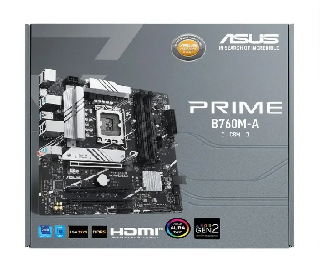 MOTHER INTEL B760M-A D4-CSM ASUS PRIME LGA1700 4xDDR4 128GB M-ATX 90MB1D00-M1EAYC 12M DE GARANTIA