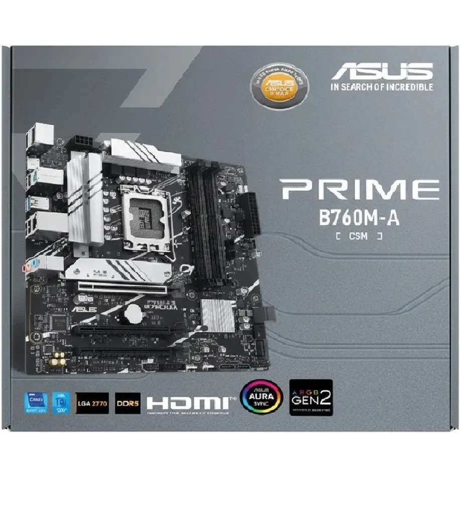 MOTHER INTEL B760M-A D4-CSM ASUS PRIME LGA1700 4xDDR4 128GB M-ATX 90MB1D00-M1EAYC 12M DE GARANTIA