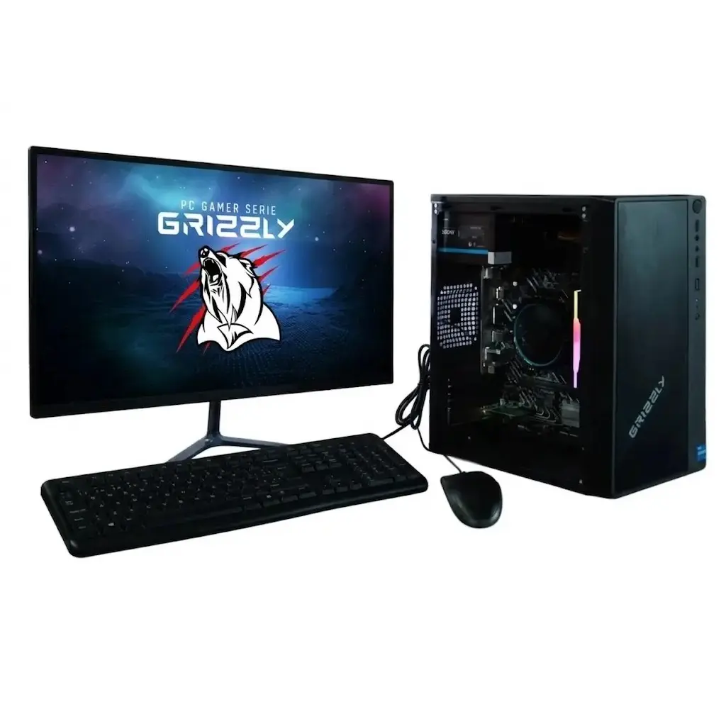 PC GRIZZLY INTEL CORE I3 12100 4.3GHZ 16GB 480GB WIFI MONITOR 22 KIT TECLADO Y MOUSE PG-INTEL095 12M DE GARANTIA 