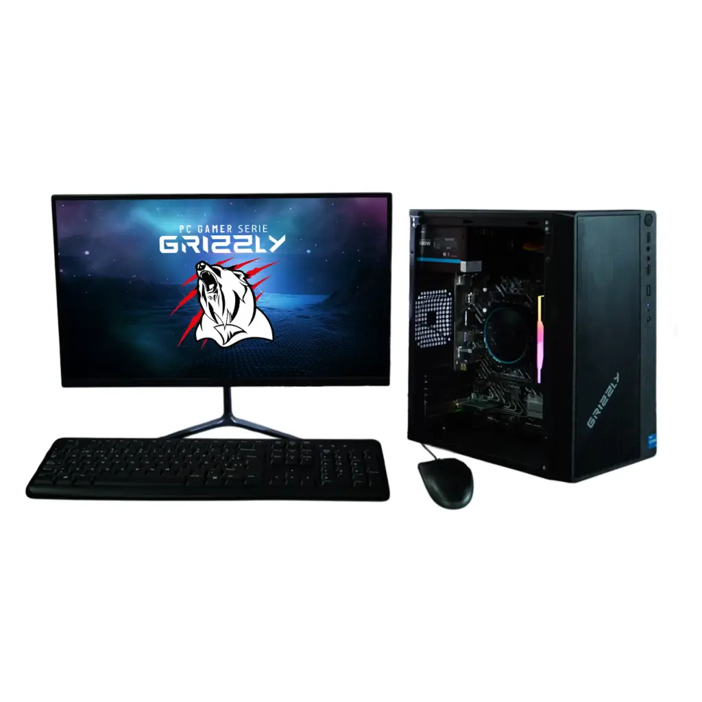 PC GRIZZLY INTEL CORE I3 12100 4.3GHZ 16GB 480GB WIFI MONITOR 22" KIT TECLADO Y MOUSE PG-INTEL095 UN AÑO DE GARANTIA