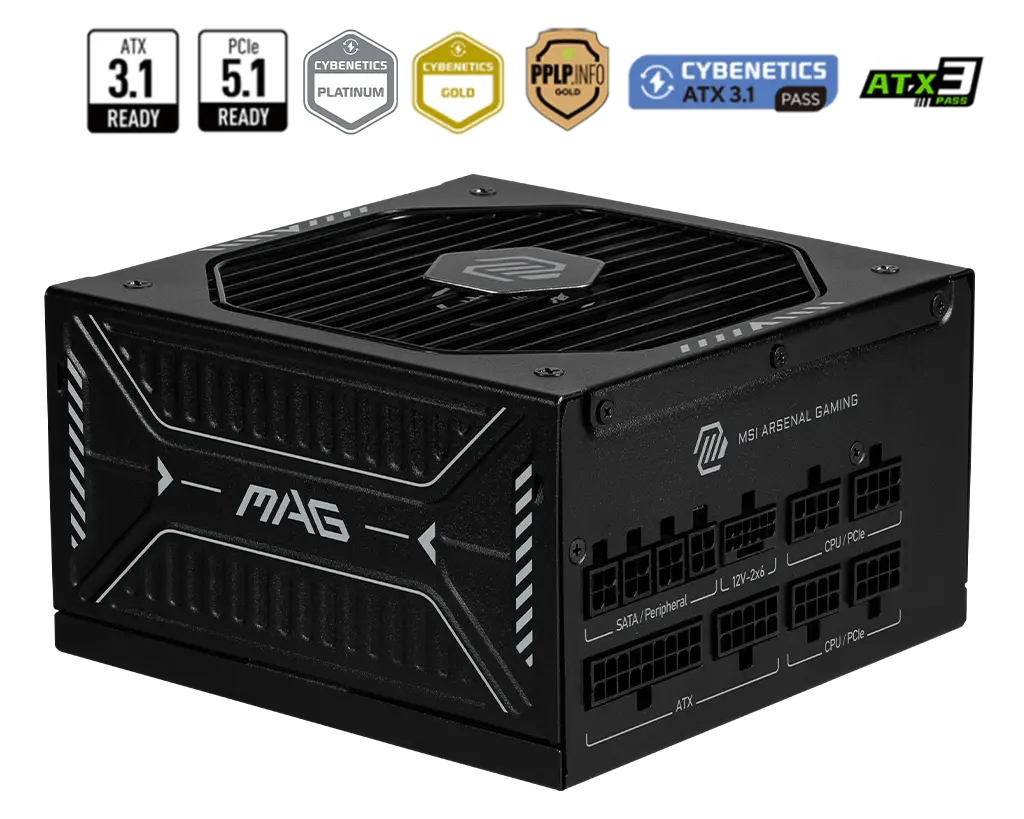 FUENTE MSI MAG A1000GLS 1000W 80 PLUS GOLD PCIE 5.1 FULL MODULAR ATX MAG A1000GLS PCIE5 12M DE GARANTIA