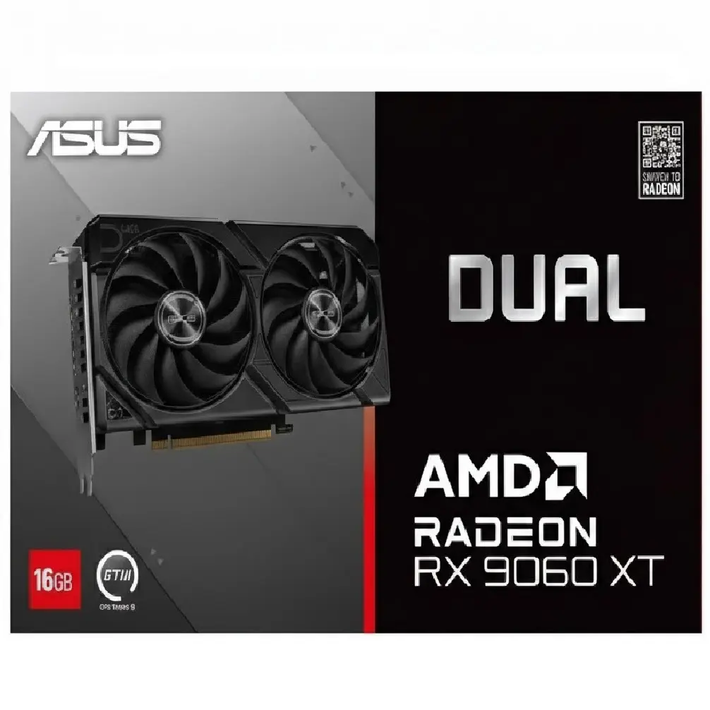 TARJETA DE VIDEO RADEON RX9060XT 16GB GDDR6 ASUS DUAL 90YV0LG2-MVAA00 12M DE GARANTIA