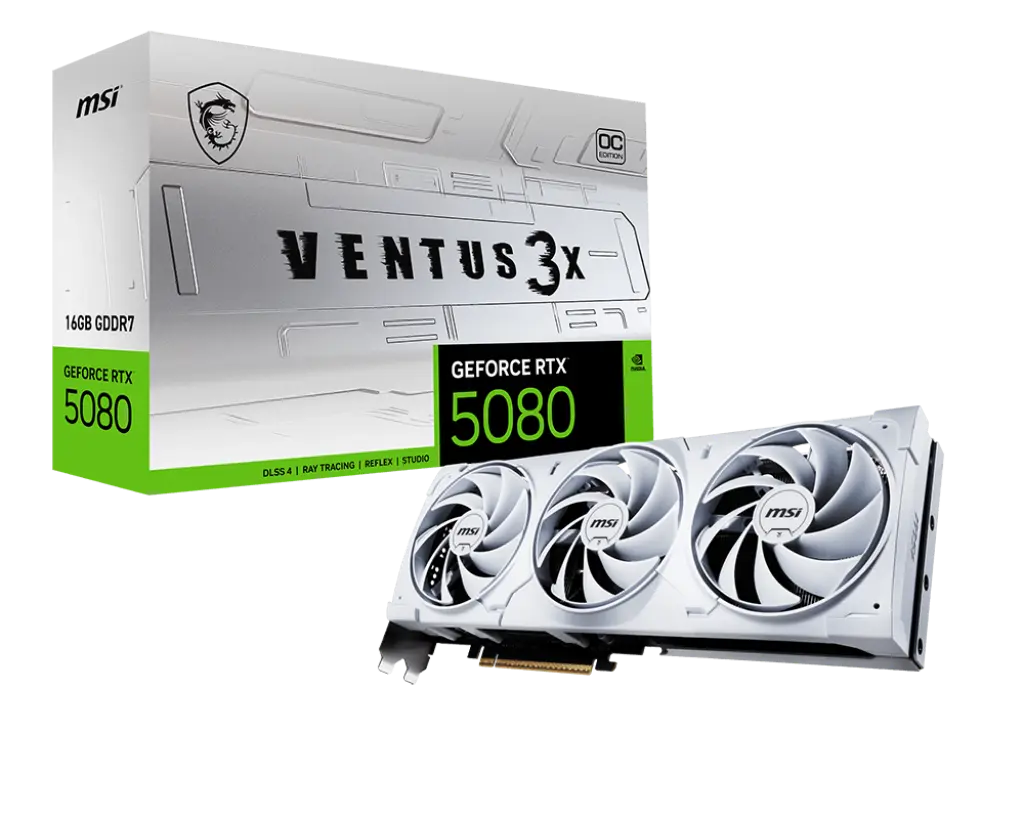 TARJETA DE VIDEO NVIDIA RTX5080 16GB OC GDDR7 MSI VENTUS RTX 5080 16G VENTUS 3X OC WHITE 12M DE GARANTIA