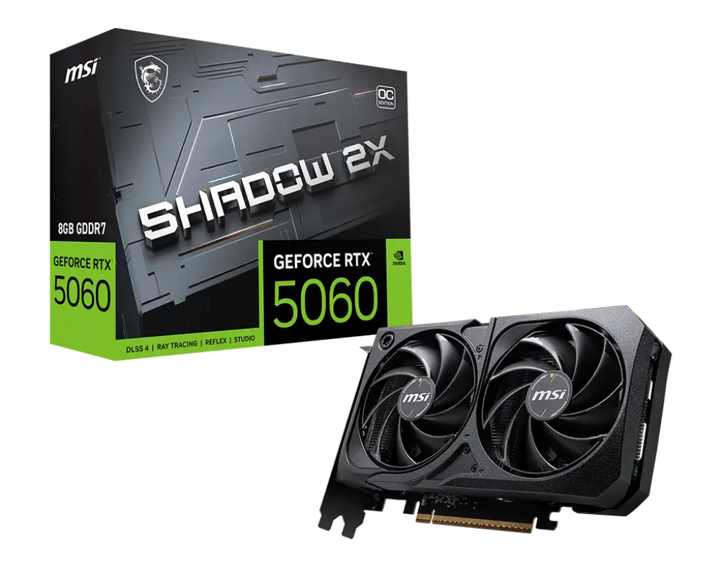 TARJETA DE VIDEO NVIDIA RTX5060 8GB OC GDDR7 MSI SHADOW RTX 5060 8G SHADOW 2X OC 12M DE GARANTIA