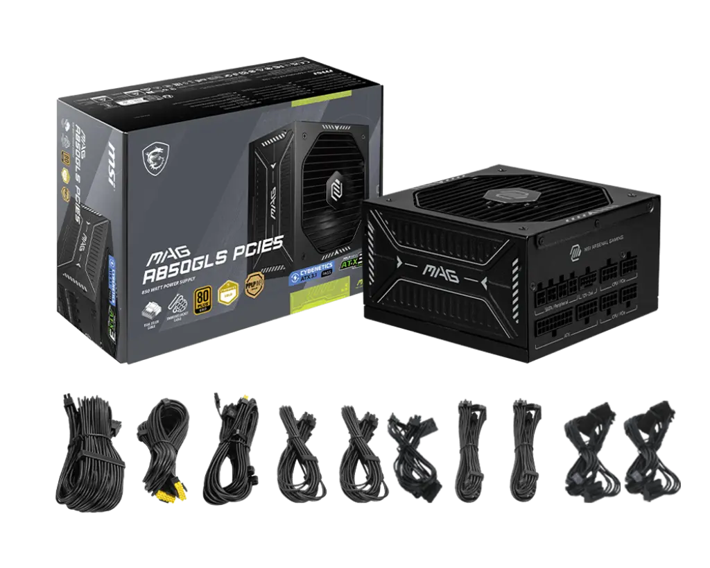 FUENTE MSI MAG A850GLS PCIE5 850W 80 PLUS GOLD FULL  MODULAR ATX NEGRO MAG A850GLS PCIE5 11M DE GARANTIA
