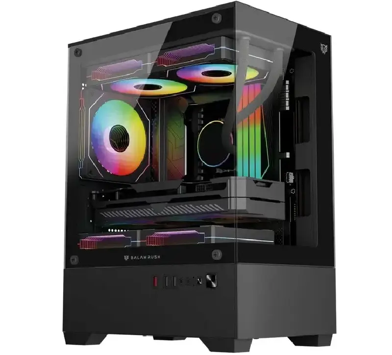 GABINETE BALAM RUSH NITROX GLOW CRYSTAL 4700C NEGRO M-ATX ARGB C/TEMPLADO S/FUENTE BR-943918 3M DE GARANTIA