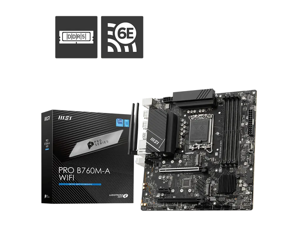 MOTHER INTEL B760M-A WIFI MSI PRO LGA1700 4xDDR5 256GB MINI ATX 12M DE GARANTIA