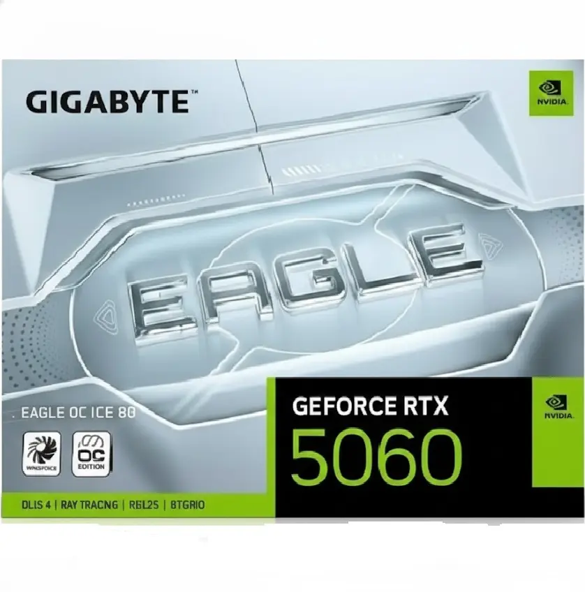 TARJETA DE VIDEO NVIDIA GEFORCE RTX5060 8GB OC GDDR7 GIGABYTE EAGLE ICE GV-N5060EAGLEOC ICE-8GD 12M DE GARANTIA