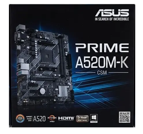 MOTHER AMD A520M-K/CSM ASUS PRIME AM4 2X DDR4 64GB M-ATX 90MB1500-M0EAYC 12M DE GARANTIA
