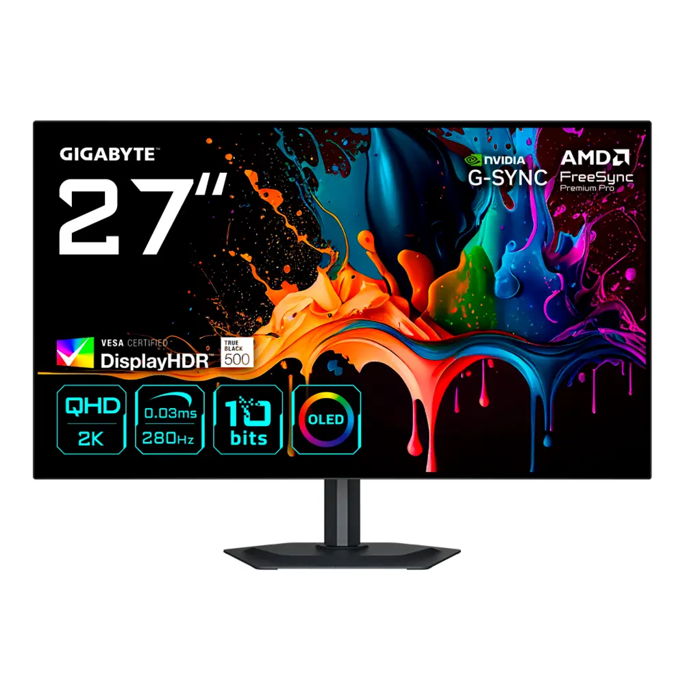 MONITOR 27 GIGABYTE MO27Q28G 0.03MS 280HZ QHD GAMER WOLED PLANO ANTI-GLARE USB-C DP HDMI 12M DE GARANTIA
