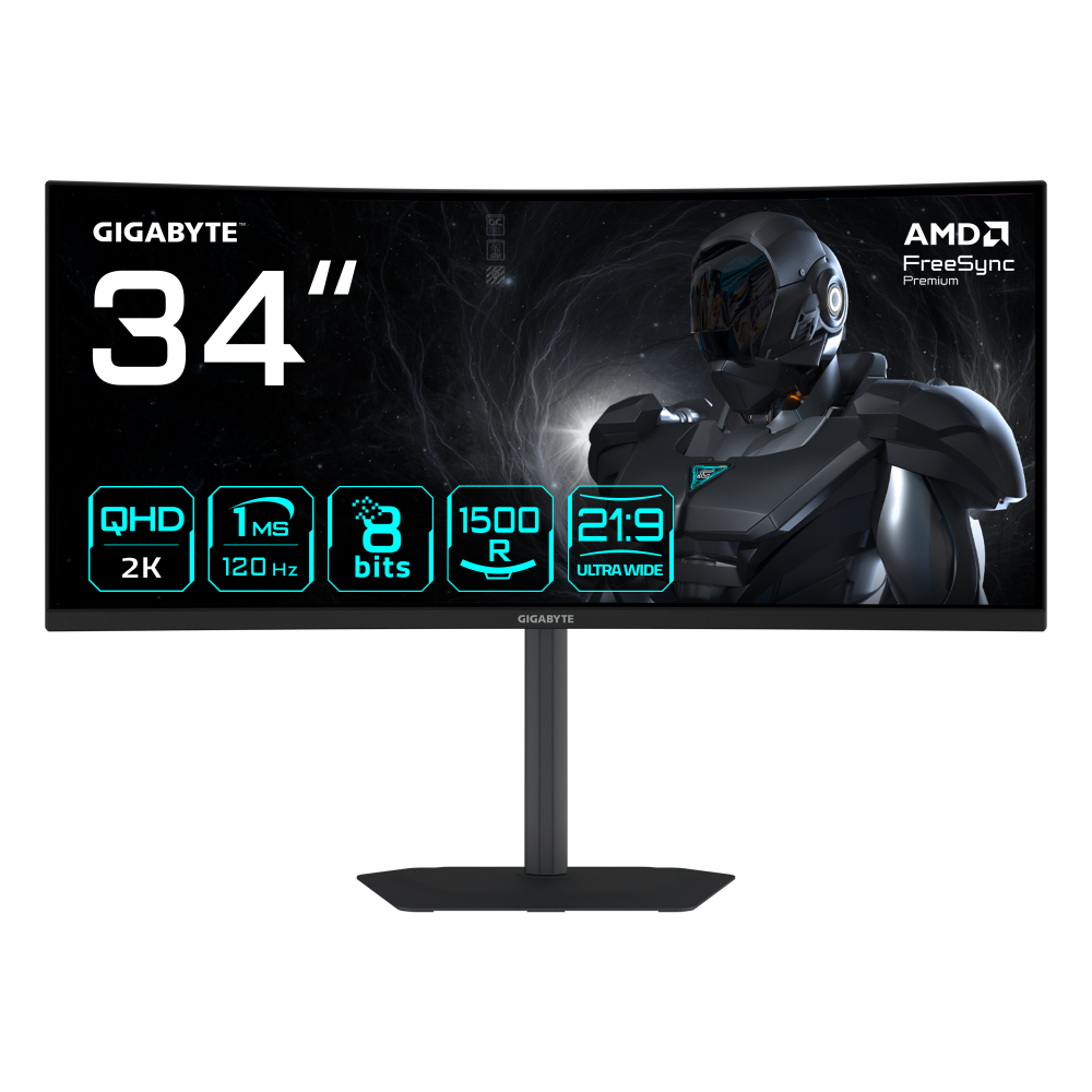 MONITOR 34 GIGABYTE GS34WQCA 1 MS 120HZ QHD GAMER VA CURVO ANTI-GLARE DP HDMI 12M DE GARANTIA