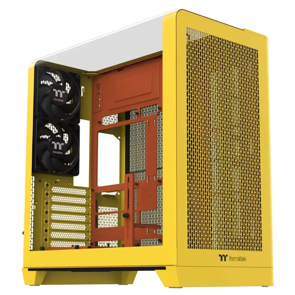 GABINETE THERMALTAKE VIEW 390 AIR BUTTER CARAMEL ATX CRISTAL AMARILLO CA-11F-00MMWN-00 12M DE GARANTIA