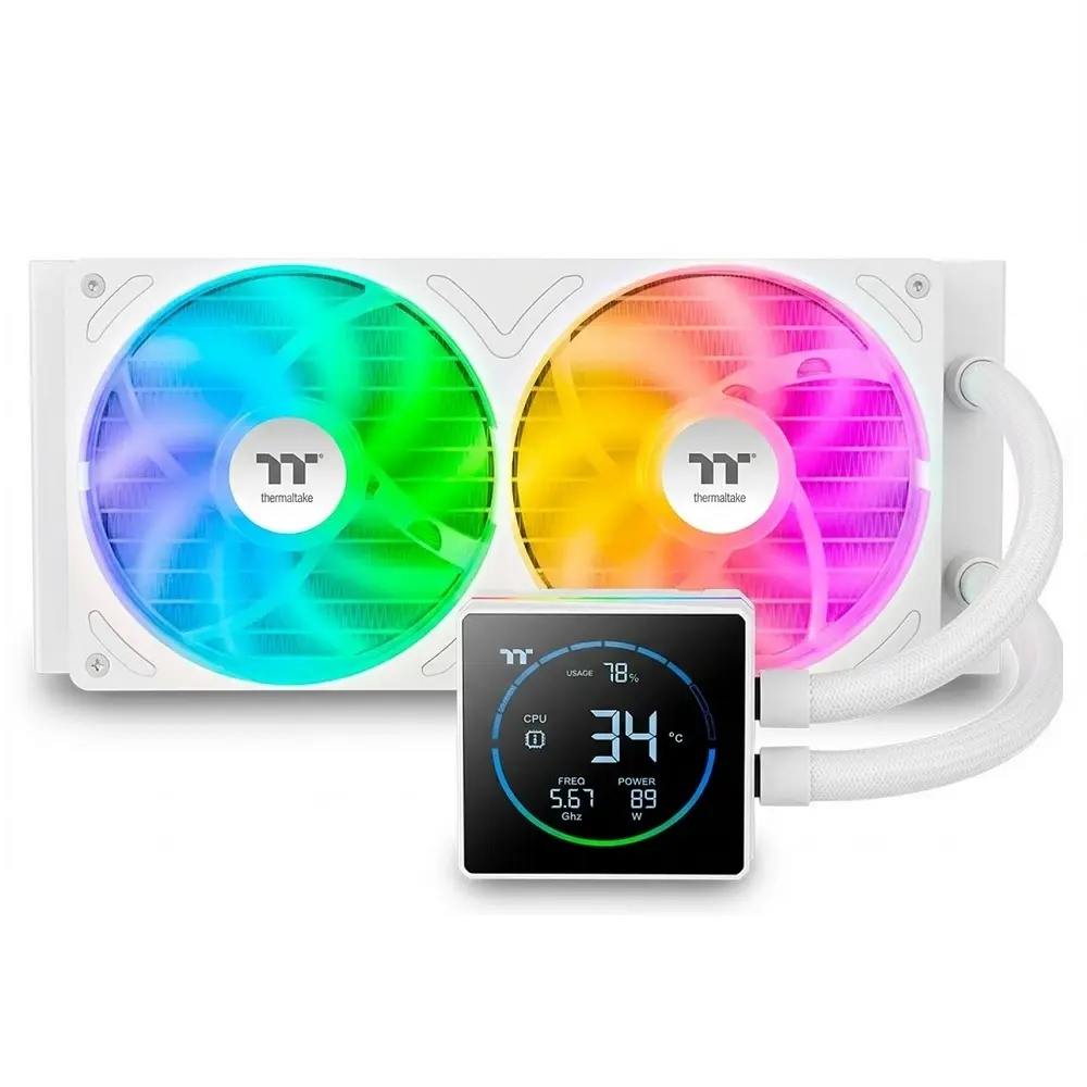ENFRIAMIENTO LIQUIDO THERMALTAKE TH240-S V3 ARGB SYNC AIO SNOW 120MM DISPLAY LCD BLANCO CL-W471-PL12SW-A 12M DE GARANTIA