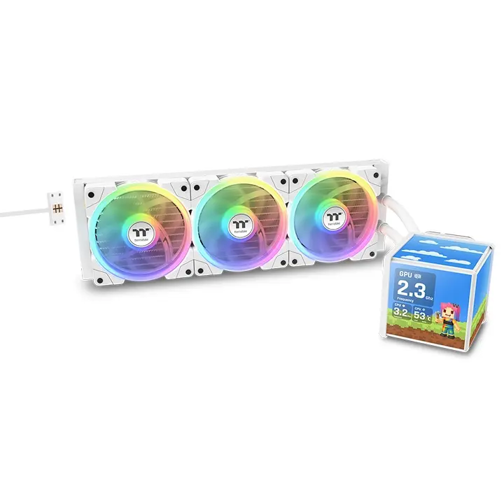 ENFRIAMIENTO LIQUIDO THERMALTAKE MINECUBE 360 ULTRA ARGB SYNC AIO SNOW 120MM  4 DISPLAY LCD BLANCO CL-W482-PL12SW-A 12M DE GARANTIA