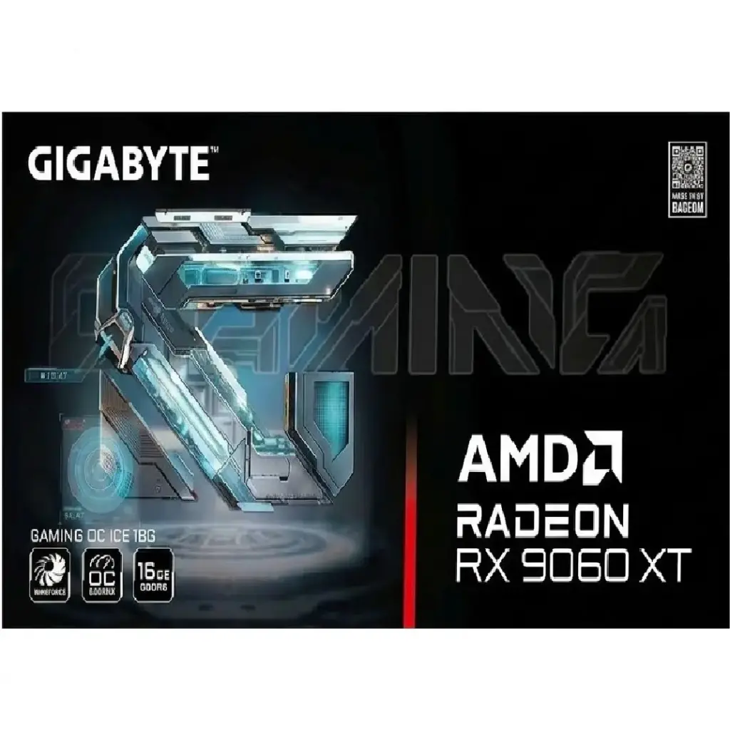 TARJETA DE VIDEO RADEON RX9060XT 16GB GDDR6 GIGABYTE GAMING GV-R9060XTGAMING OC ICE-16GD 12M GARANTIA