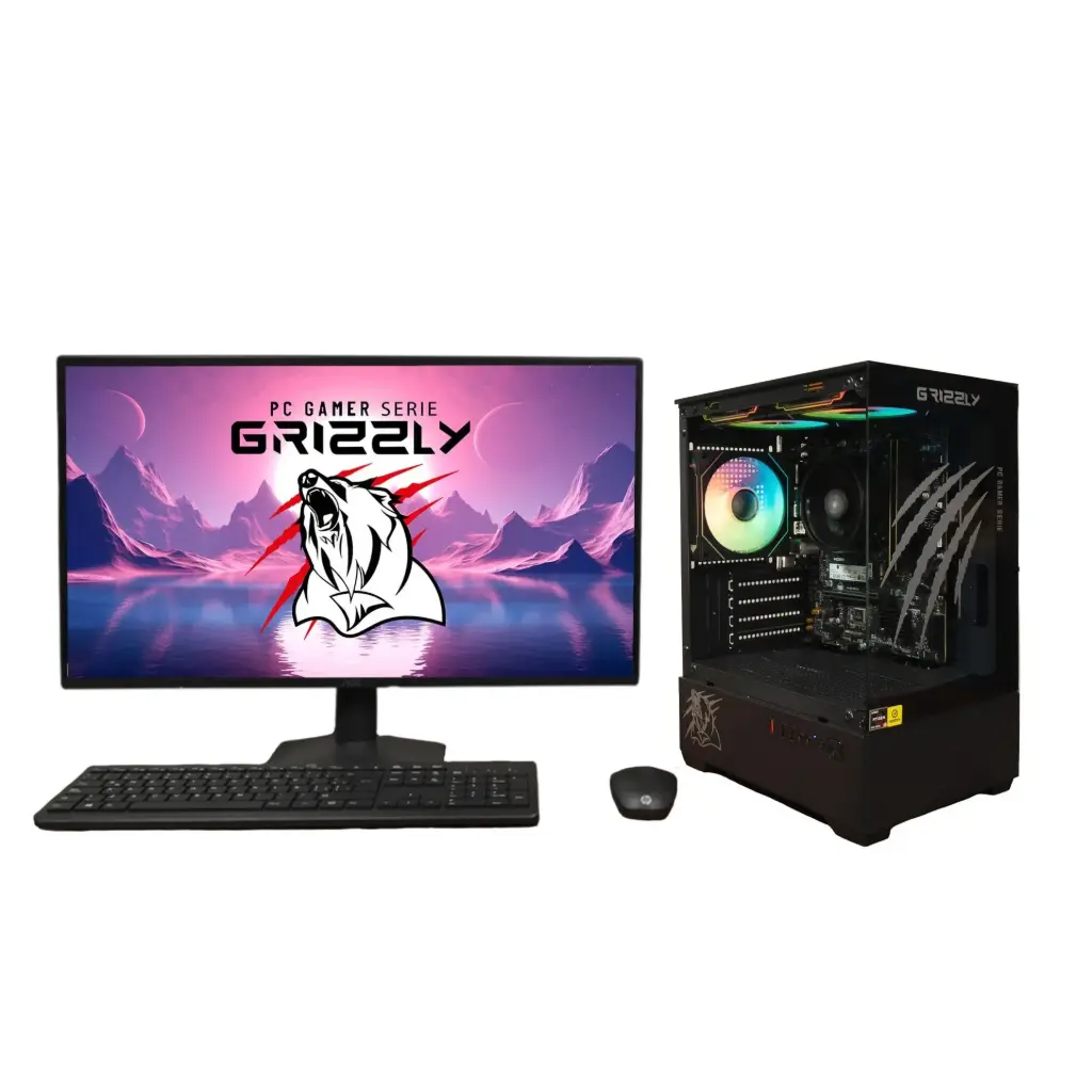 PC GAMER GRIZZLY AMD RYZEN 5 8500G 3.5GHZ 32GB M.2 1TB MONITOR 27" KIT TECLADO Y MOUSE WIFI BT PG-AMD097 12 MESES DE GARANTIA