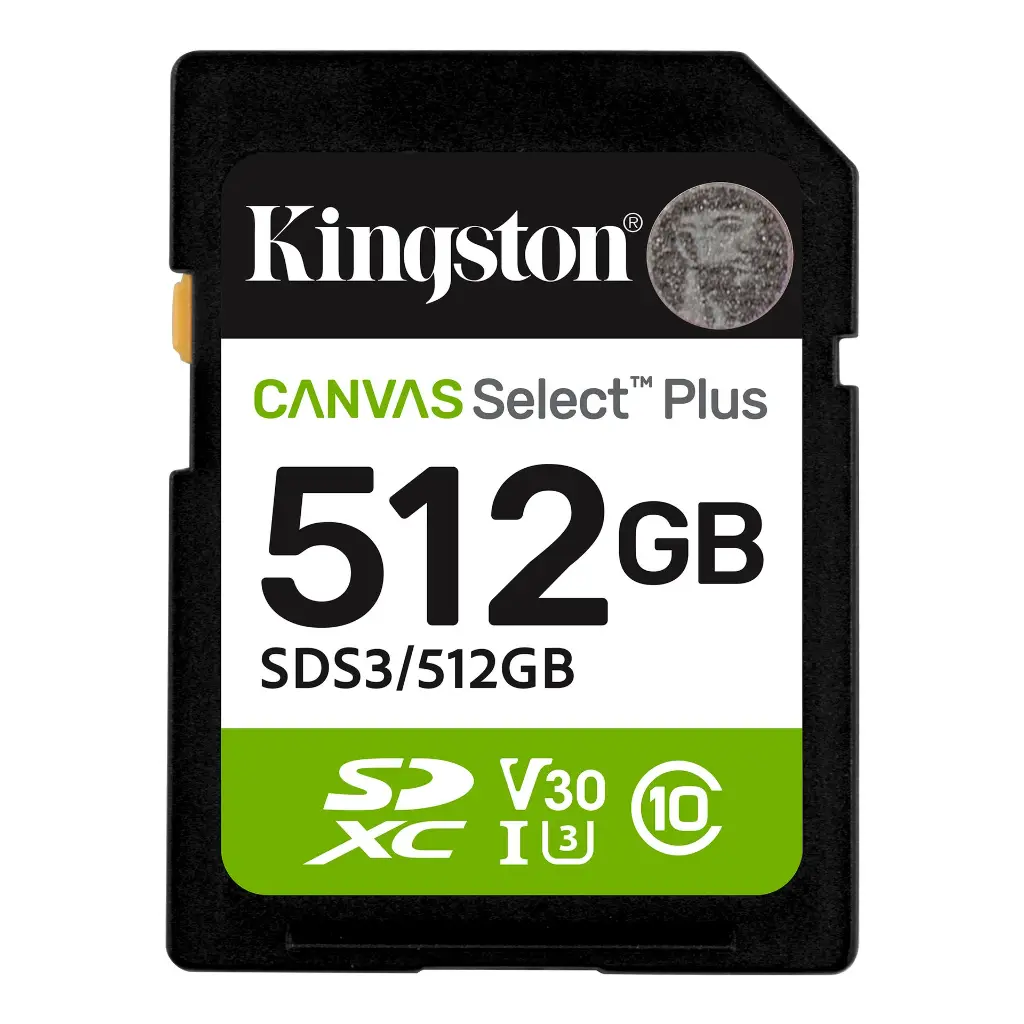MEMORIA SD KINGSTON CANVAS SELECT PLUS 512GB CLASE10 V10 SDS3/512GB 1M DE GARANTIA