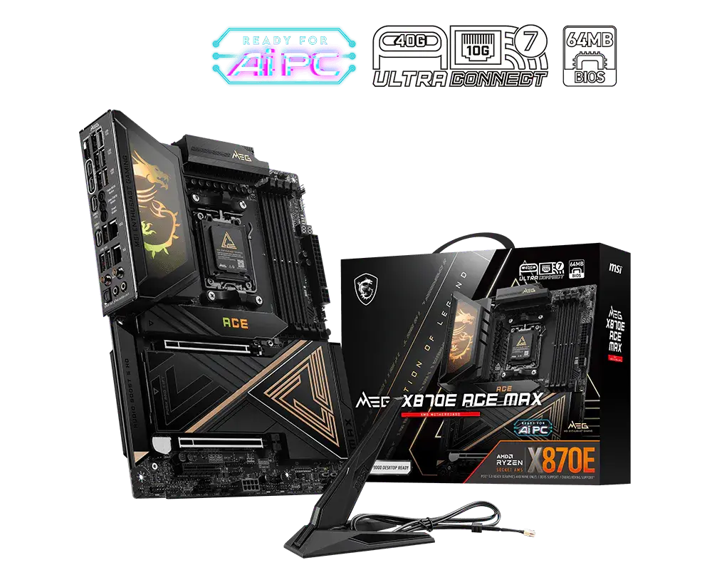 MOTHER AMD X870E MSI MEG ACE MAX AM5 4xDDR5 256GB ATX MEG X870E ACE MAX 12M DE GARANTIA