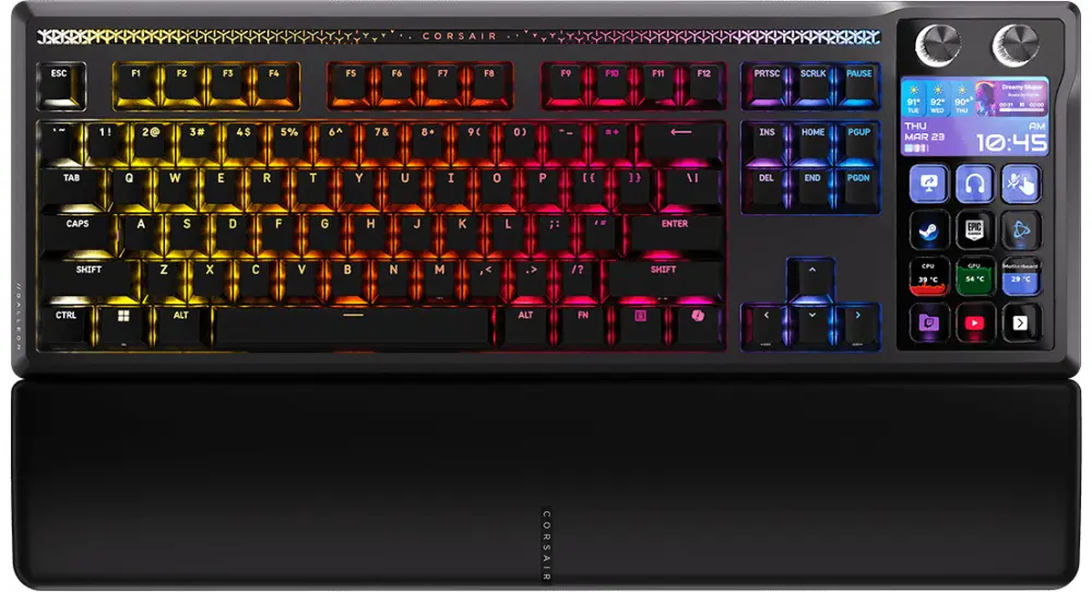 TECLADO CORSAIR GALLEON 100 SD MLX PULSE MECANICO RGB STREAM DECK INTEGRADO TECLAS LCD DIALES PANTALLA REPOSA MANOS MAGNETICO ALAMBRICO CH-912A31I-NA 12M DE GARANTIA