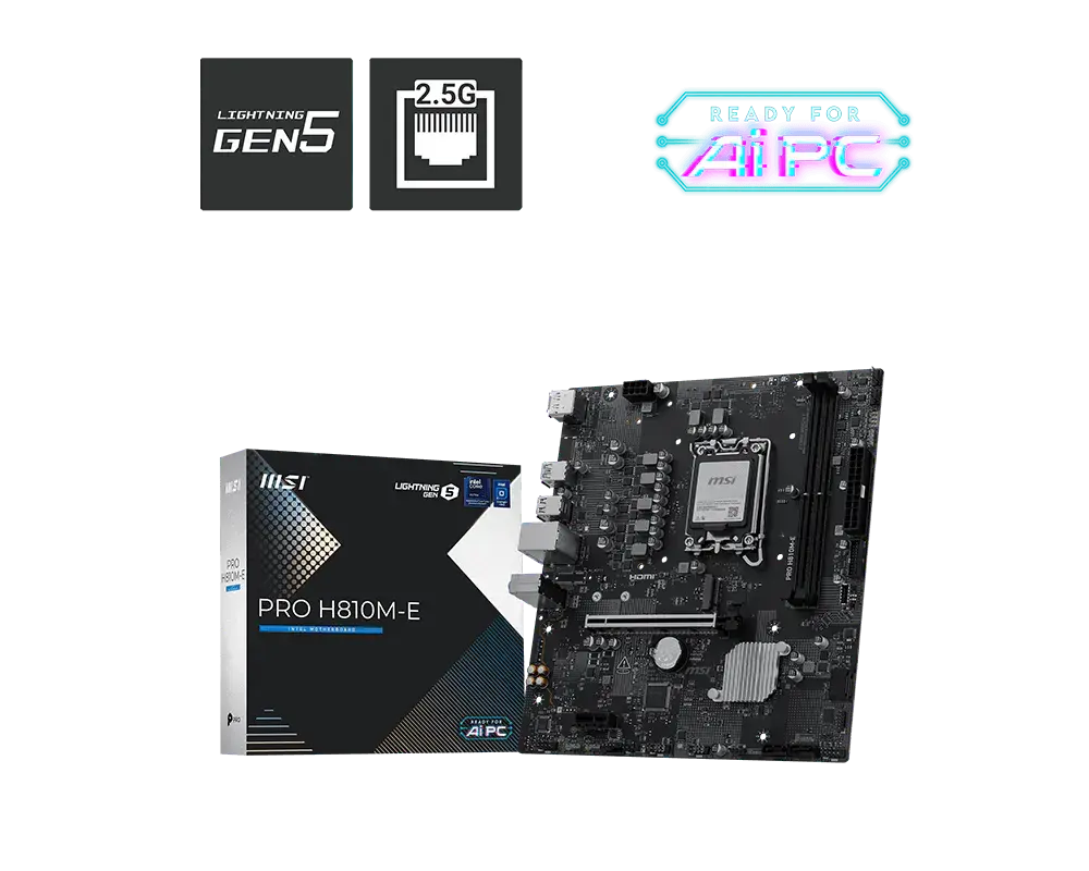 MOTHER INTEL H810M-E MSI PRO LGA1851 2XDDR5 128GB M-ATX PRO H810M-E 12M DE GARANTIA