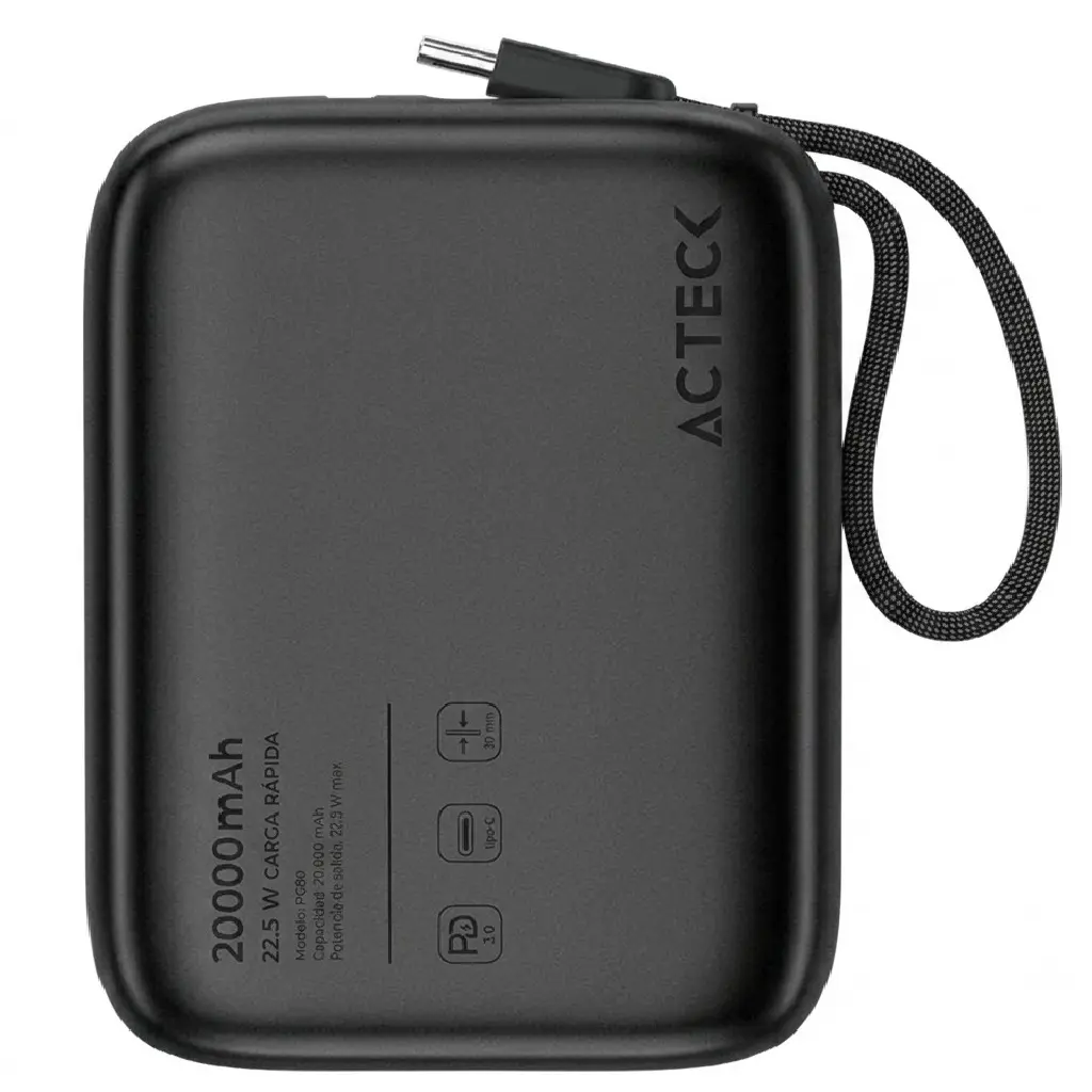 POWER BANK ACTECK ENERGON GO PLUG PRO PG60 NEGRO 10000MAH USB-C AC-945615 6M DE GARANTIA