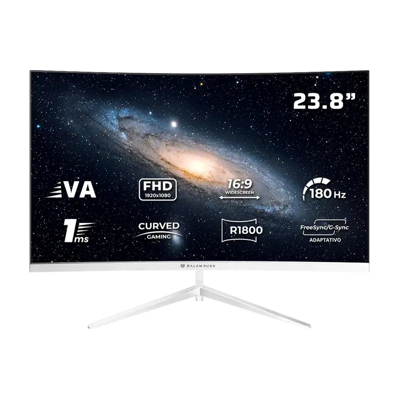 MONITOR 24 BALAM RUSH ANDROMEDA MAG24Y 1MS 200HZ FULL HD CURVO VA BLANCO ADATIVE SYNC BR-943048 12M DE GARANTIA