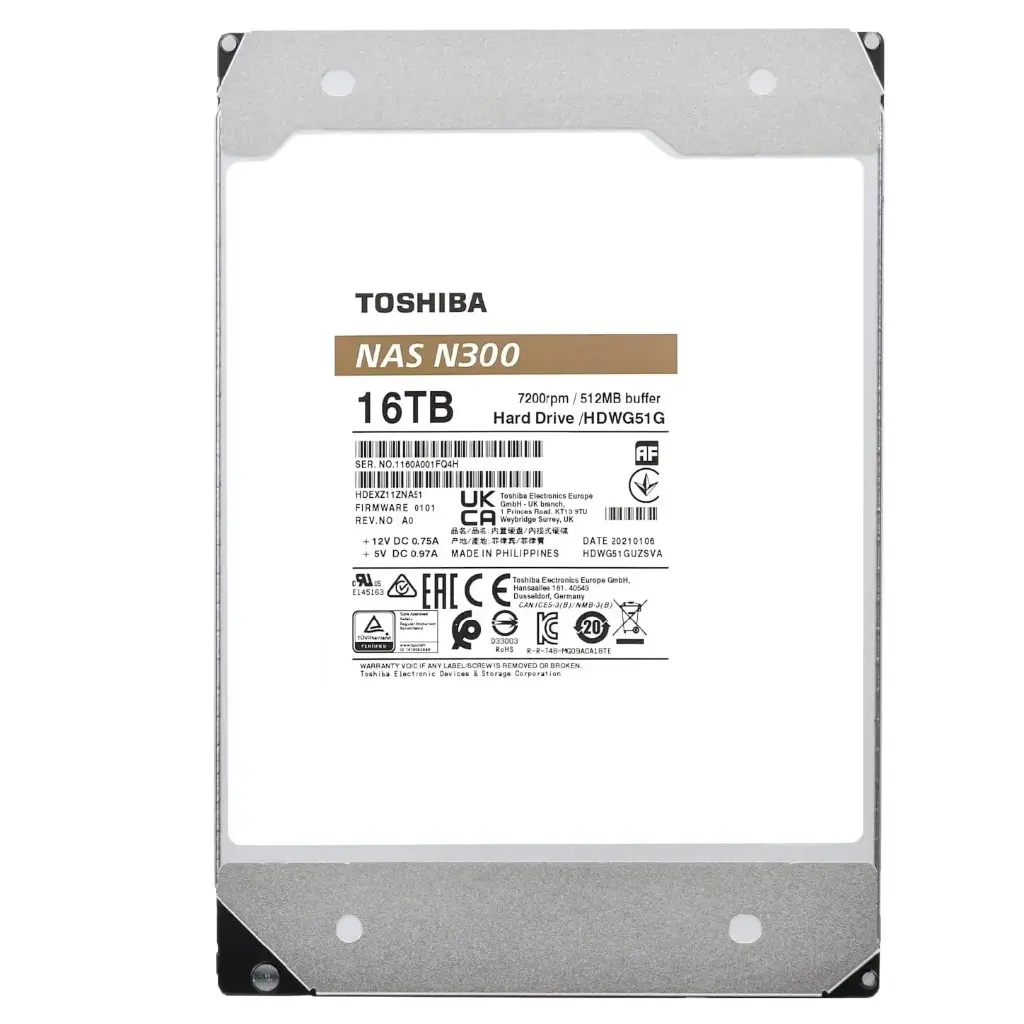 DD INTERNO NAS TOSHIBA 16TB HDWG51GXZSTA N300 3.5 11M DE GARANTIA