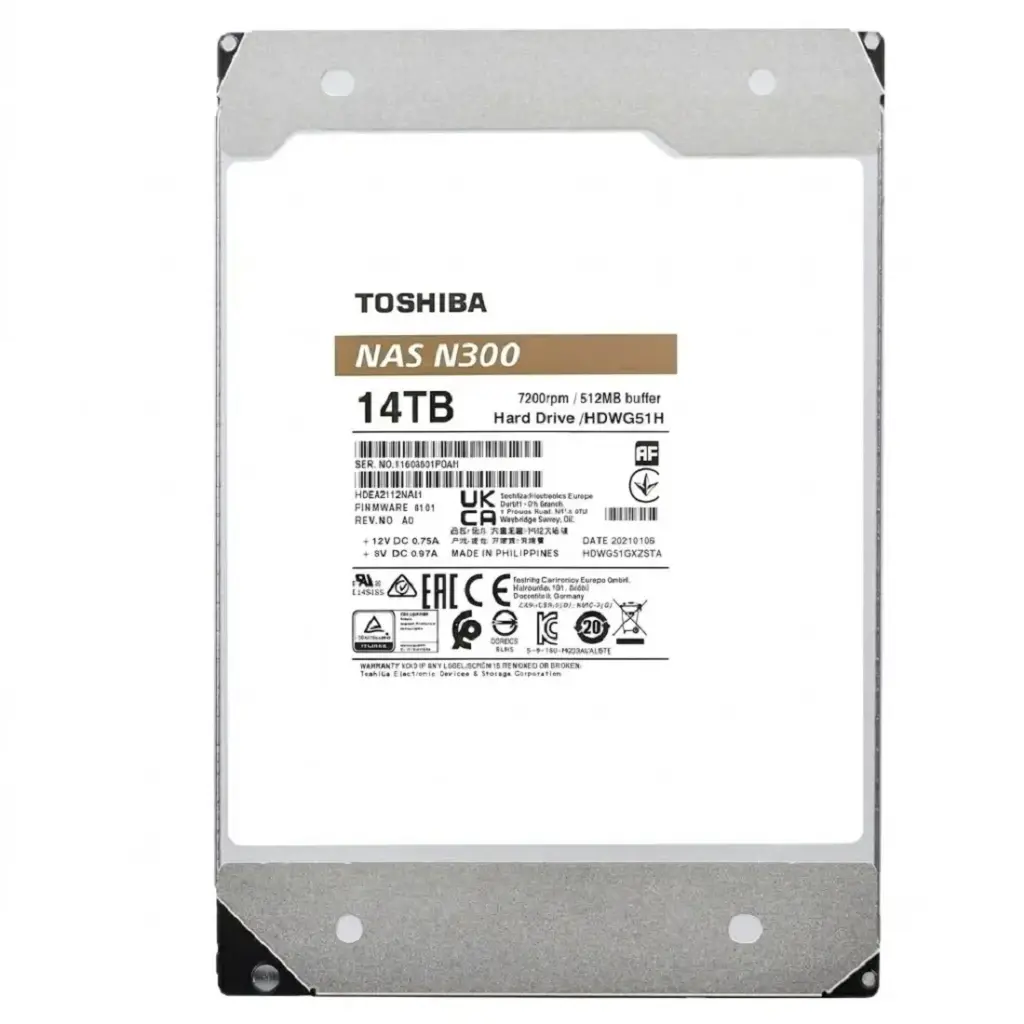 DD INTERNO NAS TOSHIBA 14TB HDWG51EXZSTA N300 3.5 11M DE GARANTIA 