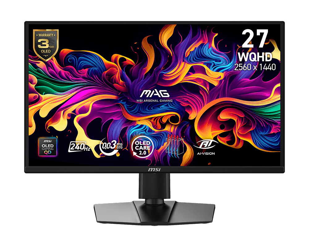 MONITOR 27 MSI MAG 272QP QD-OLED X24 0.3MS 240HZ WQHD GAMER QD OLED ANTI-GLARE USB-C DP HDMI GARANTIA CON FABRICANTE