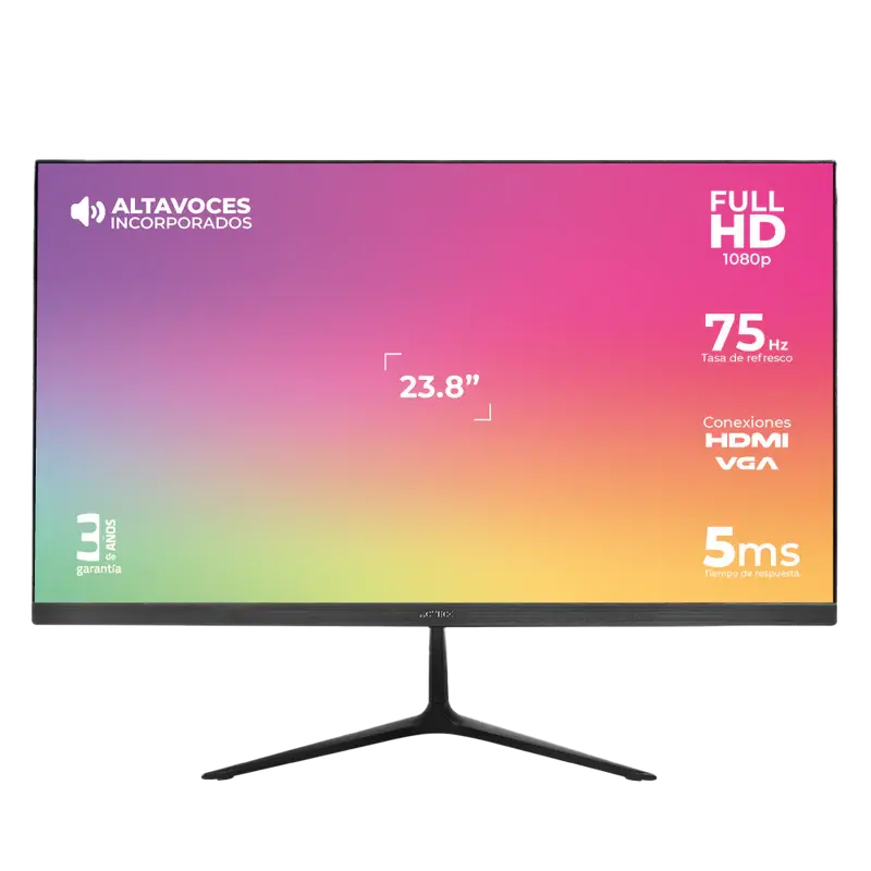 MONITOR 24 ACTECK CAPTIVE VIVID SP240 5MS 75HZ FULL HD IPS CON BOCINAS AC-933841 12M DE GARANTIA