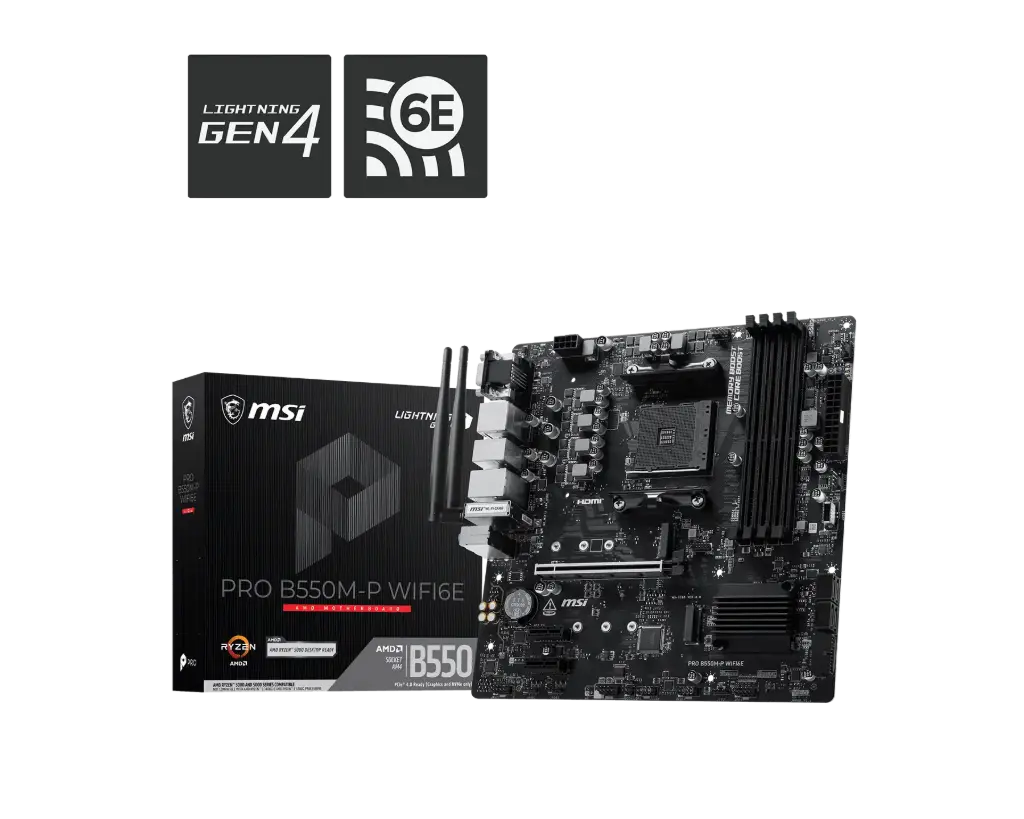 MOTHER AMD B550M-P MSI PRO WIFI6E AM4 4XDDR4 128GB M-ATX 12M DE GARANTIA
