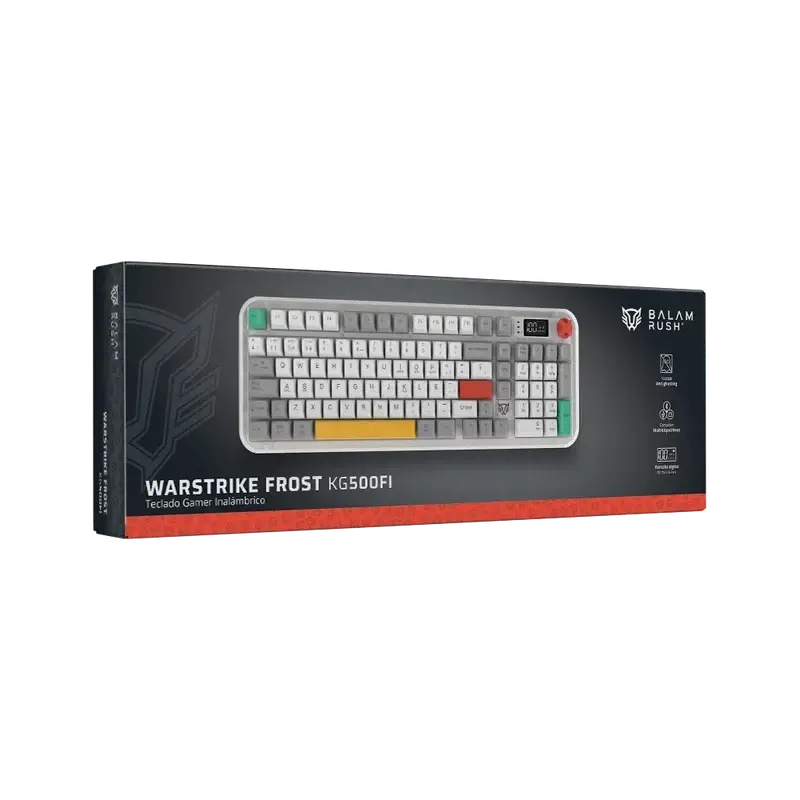 TECLADO WIFI BALAM RUSH WARSTRIKE FROST KG500FI BLANCO USB BT RGB 96% BR-945783 12M DE GARANTIA