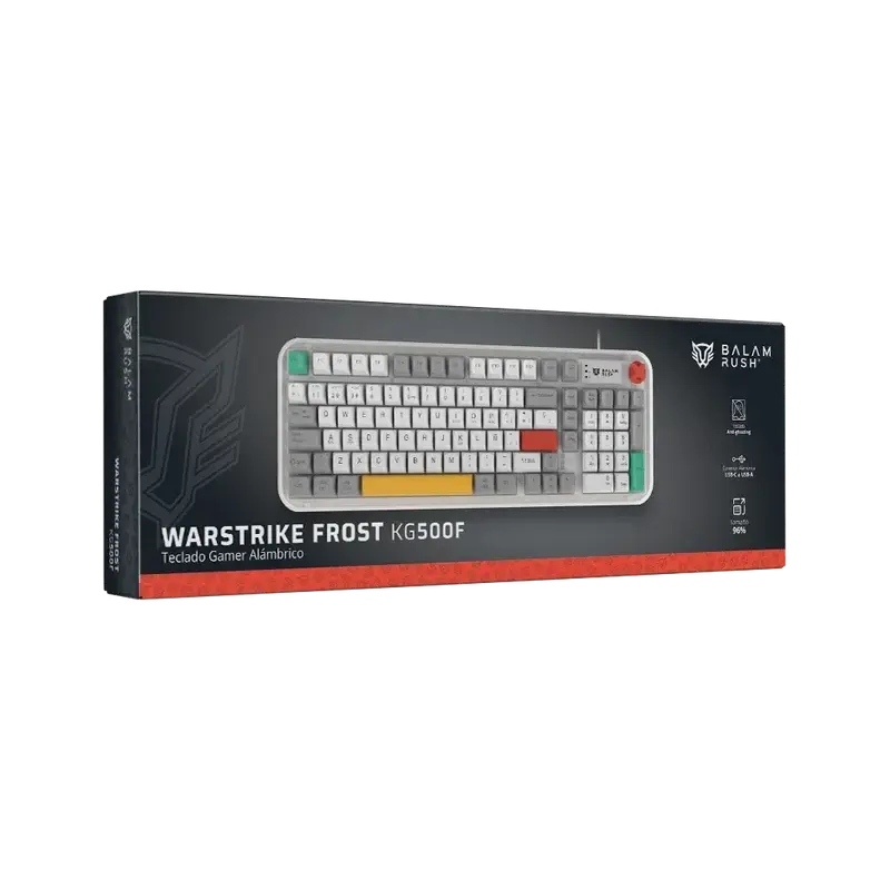 TECLADO BALAM RUSH WARSTRIKE FROST KG500F BLANCO USB RGB 96% BR-945790 12M DE GARANTIA