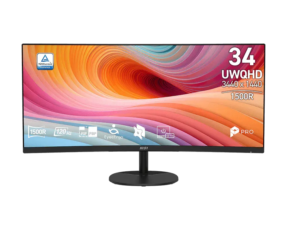 MONITOR 34 MSI PRO MP341CQ E12 1MS 120HZ UWQHD VA CURVO BOCINAS ANTI-GLARE FREESYNC 12M DE GARANTIA