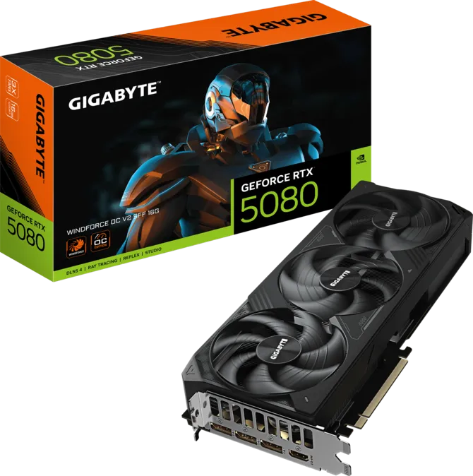 TARJETA DE VIDEO NVIDIA GEFORCE RTX5080 16GB OC GDDR7 GIGABYTE WINDFORCE SFF V2 GV-N5080WF3OCV2-16GD 12M DE GARANTIA