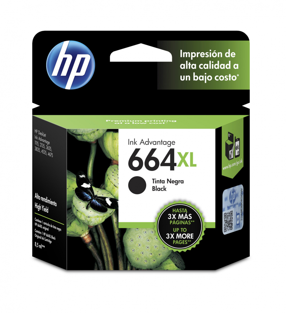 CARTUCHO HP 664XL NEGRO ALTO RENDIMIENTO F6V31AL SIN GARANTIA