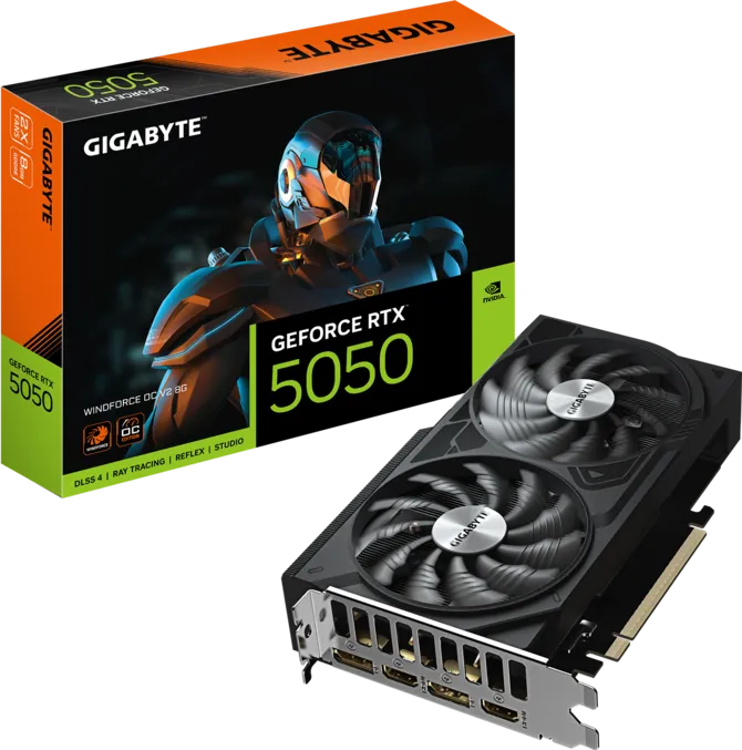 TARJETA DE VIDEO NVIDIA GEFORCE RTX5050 8GB OC GDDR6 GIGABYTE WINDFORCE V2 GV-N5050WF2OCV2-8GD 12M DE GARANTIA