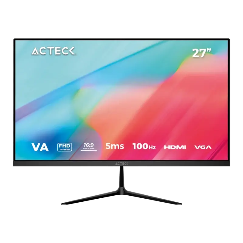 MONITOR 27 ACTECK CAPTIVE VIVID SP270 5MS 100HZ FULL HD VA VGA HDMI AC-935845 12M DE GARANTIA