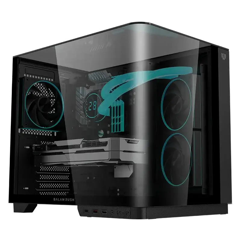 GABINETE BALAM RUSH TANK EXPERT CURVE 6800 NEGRO ATX 3VENT ARGB CRISTAL S/FUENTE BR-941570 12M DE GARANTIA