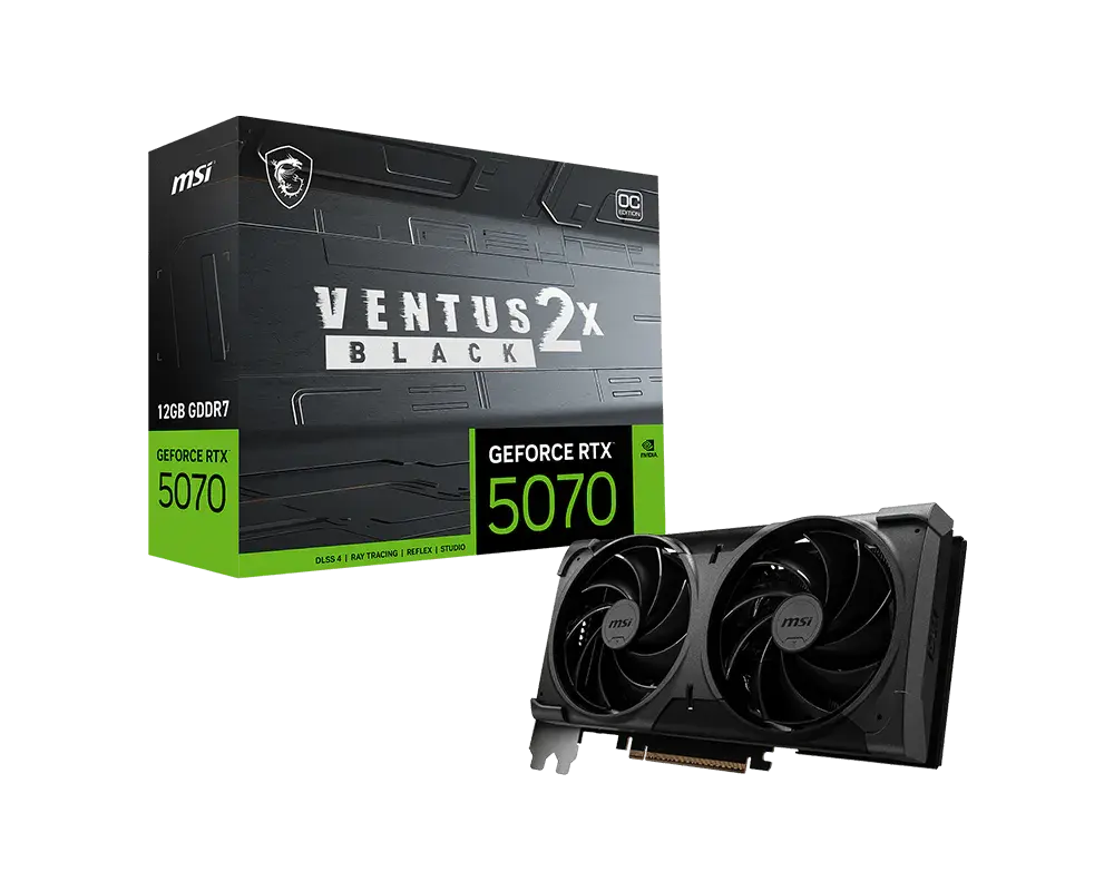 TARJETA DE VIDEO NVIDIA GEFORCE RTX5070 12GB OC GDDR7 MSI VENTUS RTX 5070 12G VENTUS 2X OC BLACK 12M DE GARANTIA