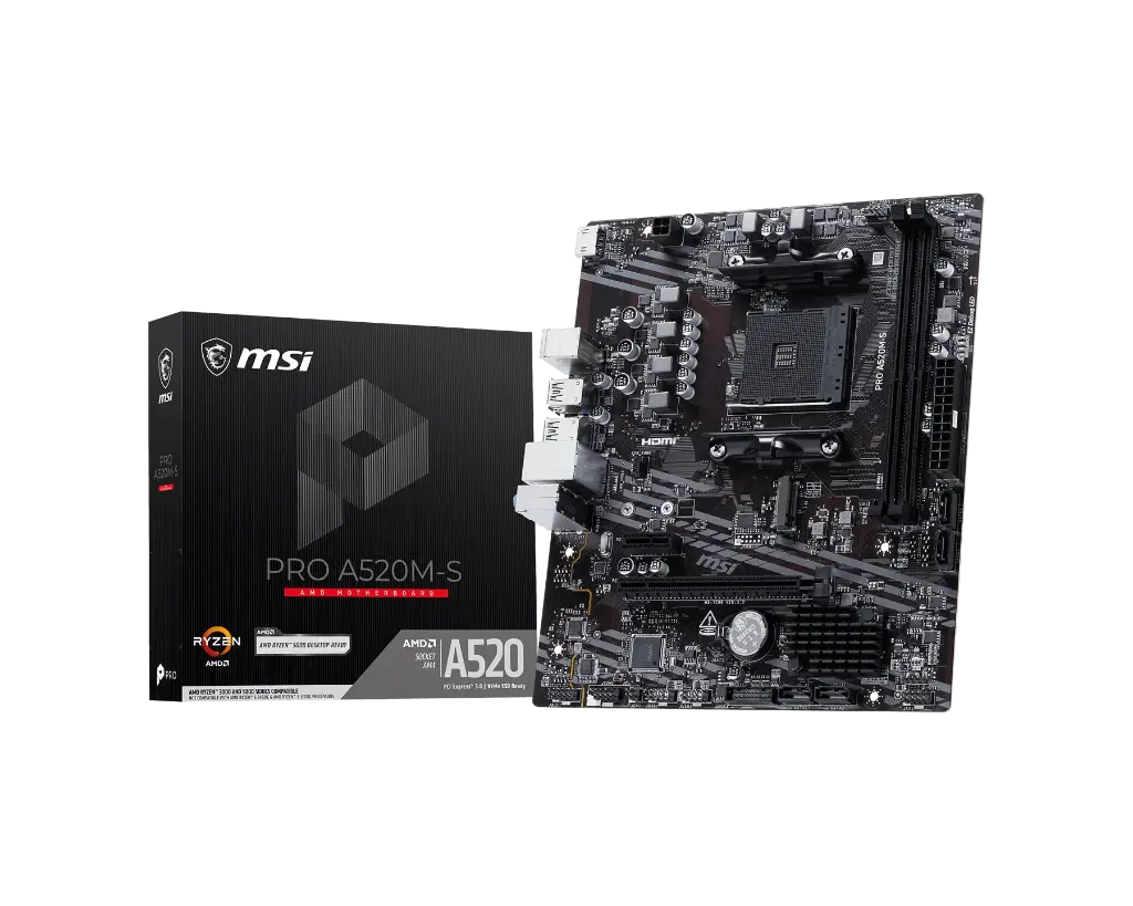 MOTHER AMD A520M-S MSI PRO AM4 2XDDR4 64GB M-ATX PRO A520M-S 12M DE GARANTIA