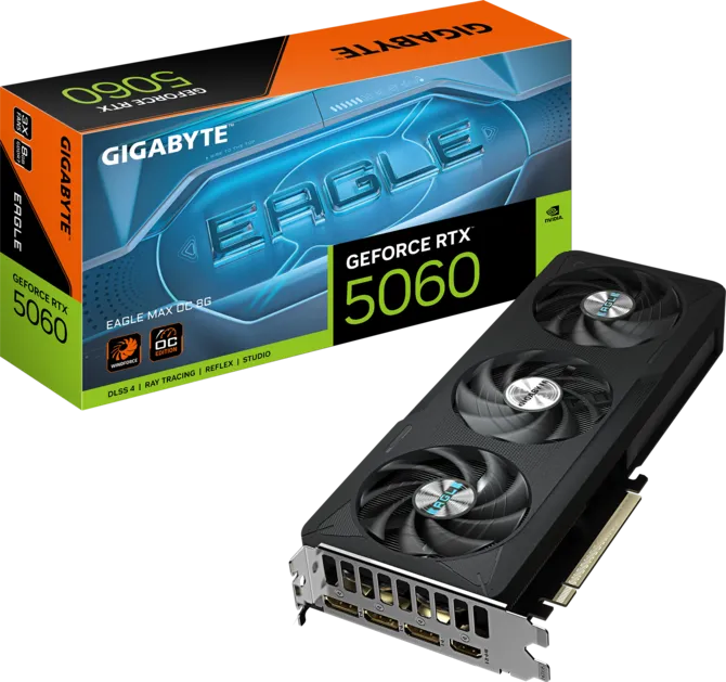 TARJETA DE VIDEO NVIDIA GEFORCE RTX5060 8GB OC GDDR7 GIGABYTE EAGLE MAX GV-N5060EAGLEMAX OC-8GD 12M DE GARANTIA