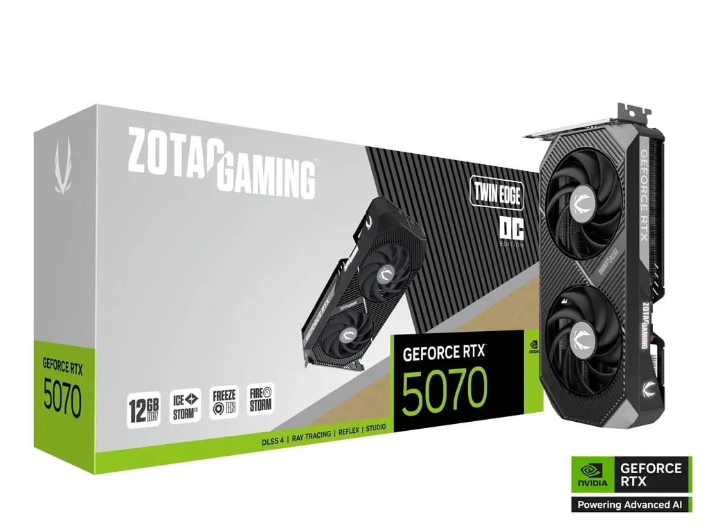 TARJETA DE VIDEO NVIDIA GEFORCE RTX5070 12GB OC GDDR7 ZOTAC TWIN EDGE OC ZT-B50700H-10A 12M DE GARANTIA