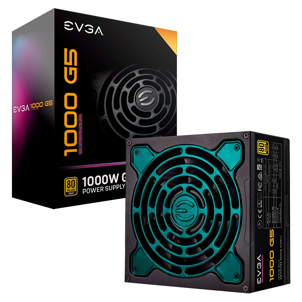 FUENTE EVGA 1000W G5 SUPERNOVA ECO MODE 80PLUS GOLD MODULAR 220-G5-1000-X1 11M DE GARANTIA