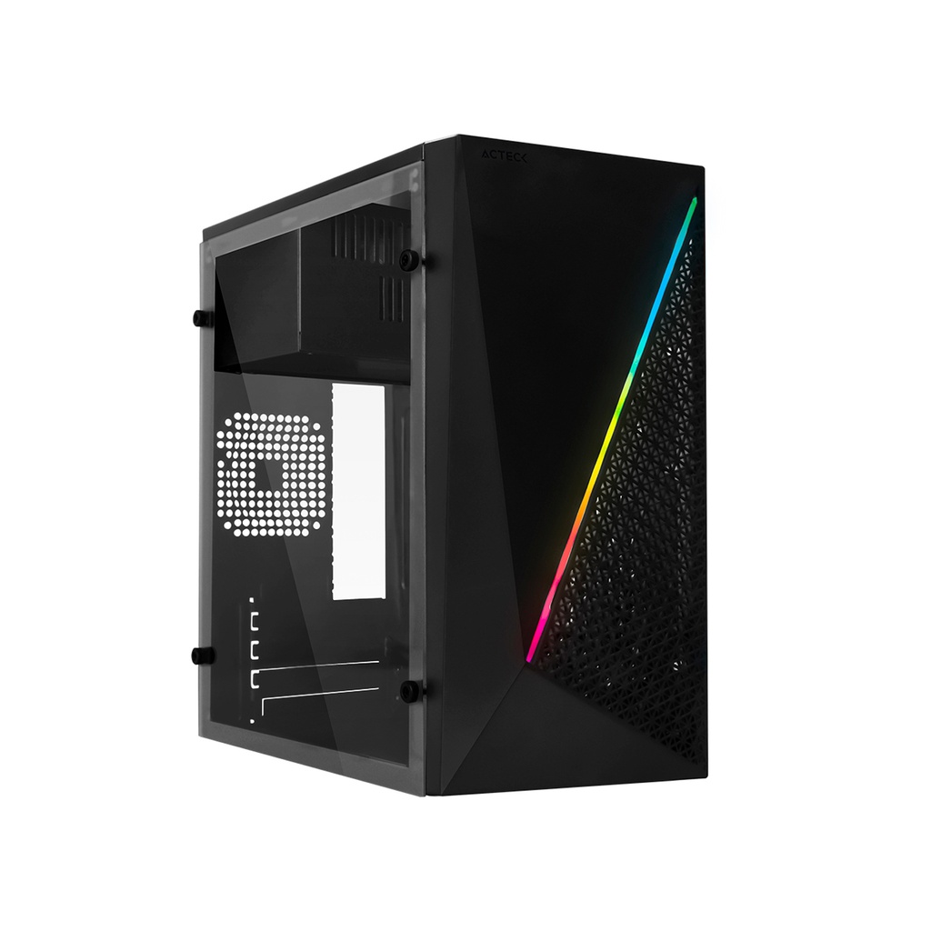 GABINETE ACTECK KIOTO GC460 RGB NEGRO MATX  AC-933070 1M DE GARANTIA(FUENTE)