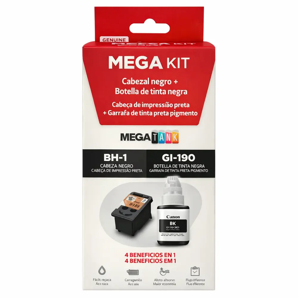 KIT CANON CABEZAL Y TINTA BH-1/GI-190 BK COM/G1110 G1100 G2100 G2110 G3100 G3110 G4100 G4110 0692C004AA SIN GARANTIA