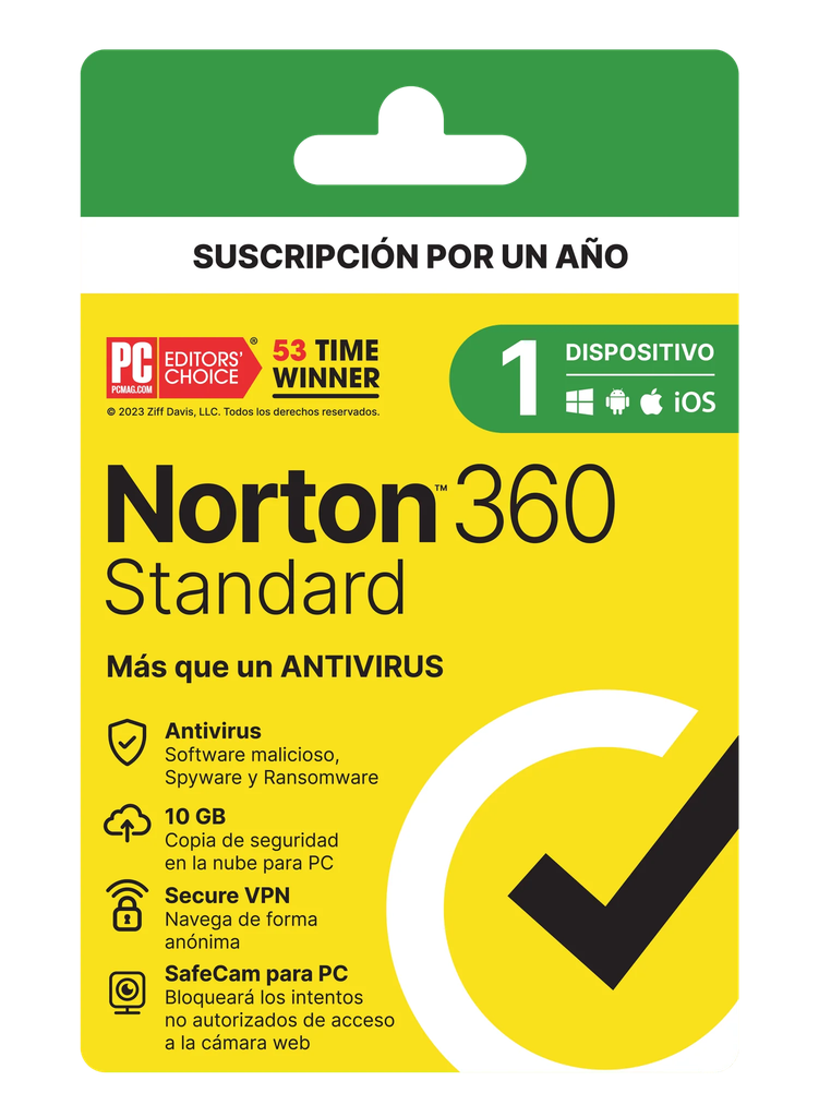 LICENCIA ANTIVIRUS NORTON 360 STANDARD PERSONAL 1 DISPOSITIVOS TMNR-032 SIN GARANTIA
