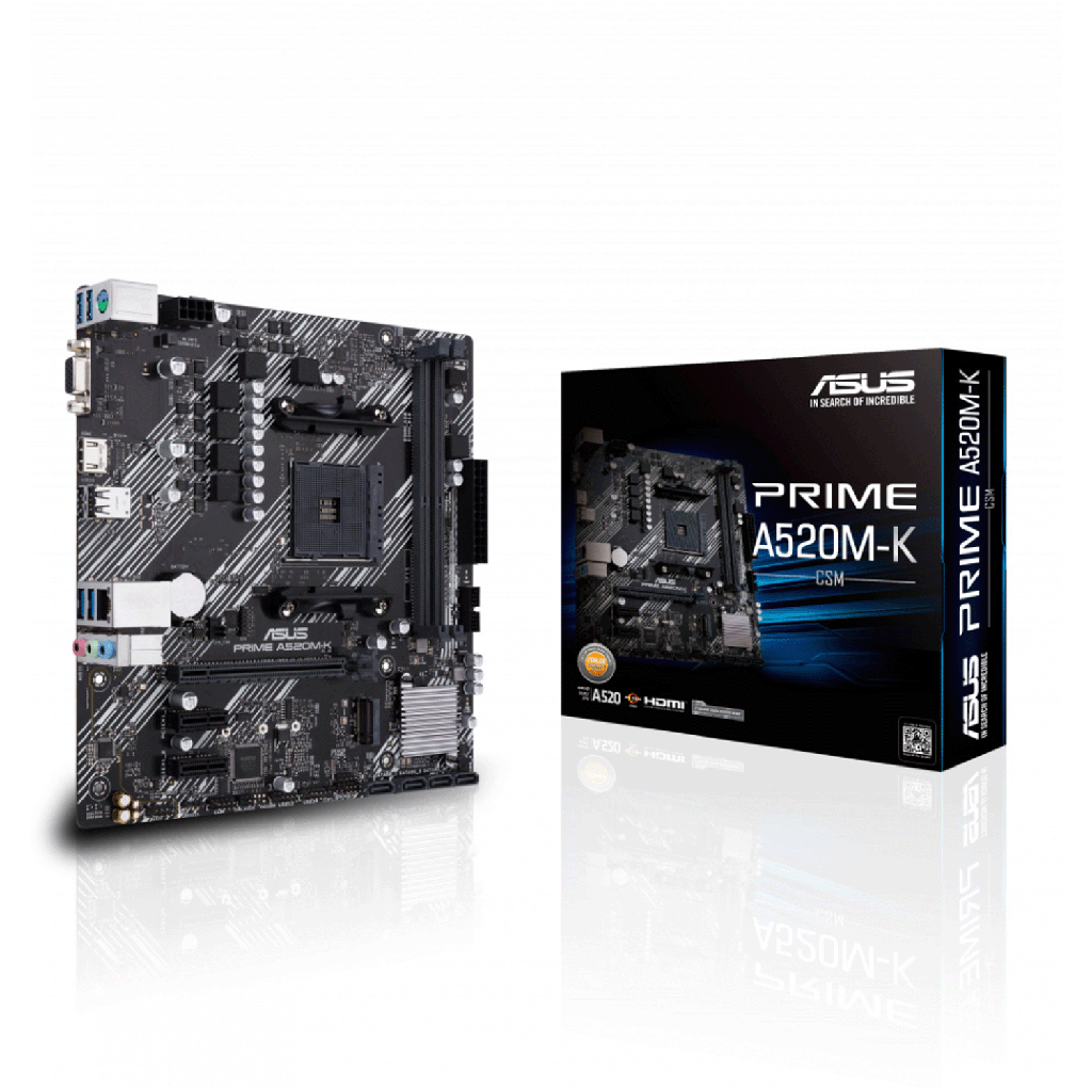 REMATE MB ASUS PRIME A520M-K AM4 DDR4 MICRO ATX HDMI VGA  1 AÑO DE GARANTIA